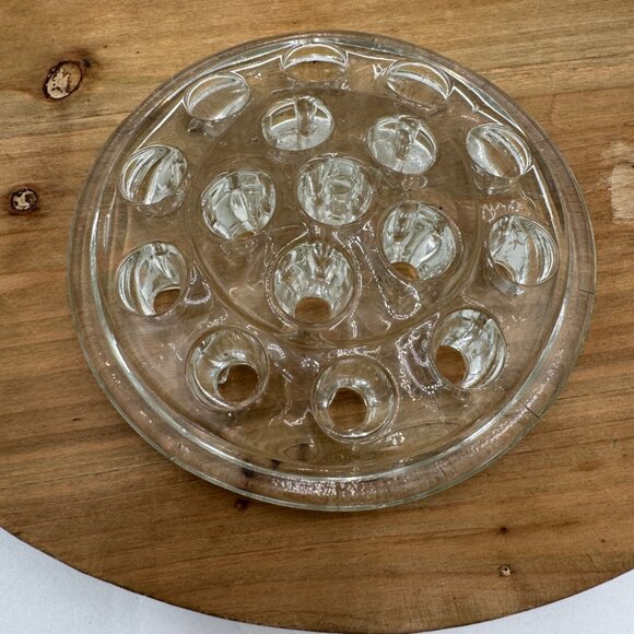 Vintage Larger Clear Glass Flower Frog Collectible Glass Flower Frog Vintage Gla - Picture 1 of 6